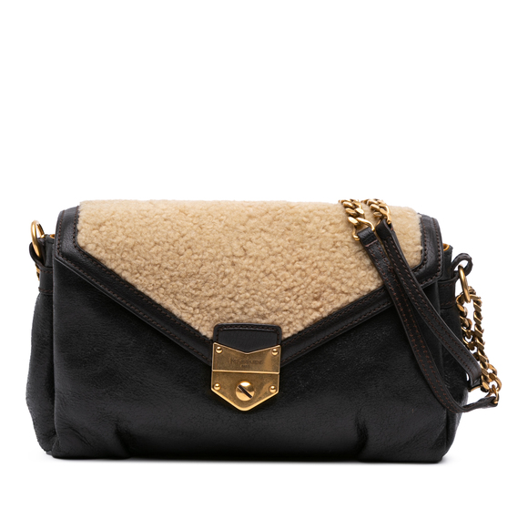 Pre-Loved Saint Laurent Shearling Trimmed Leather Sac Dandy Crossbody - Picture 1 of 8